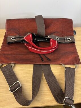 Australian Designer Ronald Fürst Dark Red Backpack Brown Accents NWOT
